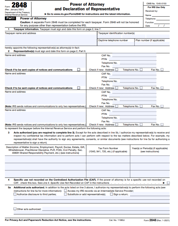 What is IRS Form 2848?