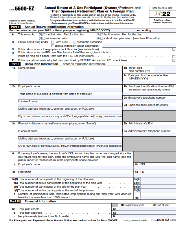 What is IRS Form 5500-EZ?