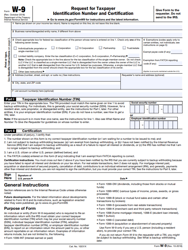 What is IRS Form W9?